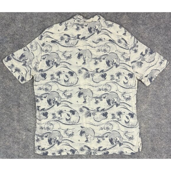 All Saints Mens Koi Short Sleeve Shirt Size XL Hawaiian Viscose Loop Collar - Picture 3 of 12
